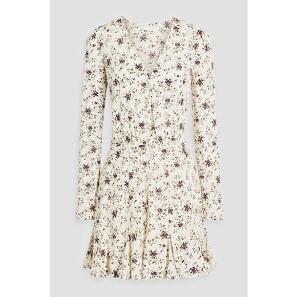 VERONICA BEARD Riggins Floral Silk Crepe Flounce Hem Mini Dress Size 6 NWT $648 - Picture 1 of 5